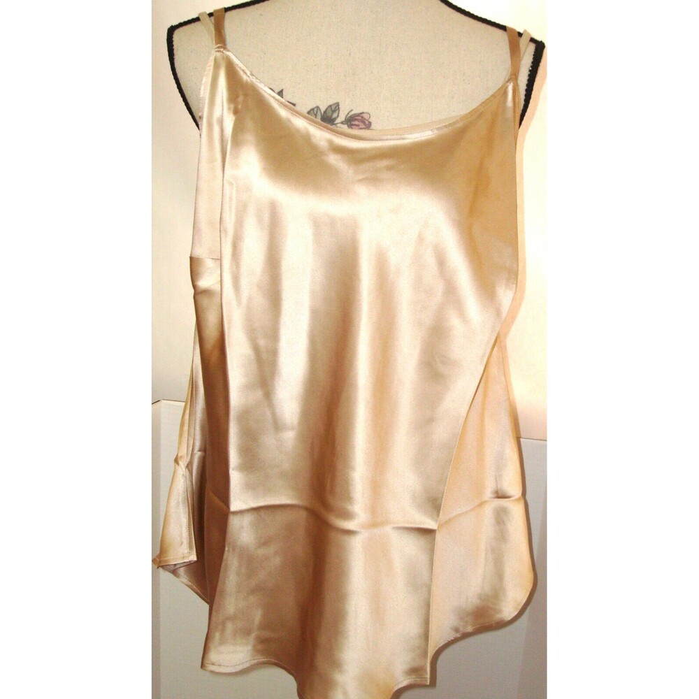NWT New Ryllace 20 Silk Blouse Cami Beige Champagne Tank Camisole Top Plus Shiny